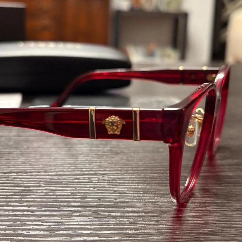 Versace Women's Transparent Red Eyeglasses 53-7-140 frames Model VE3351-D 5430